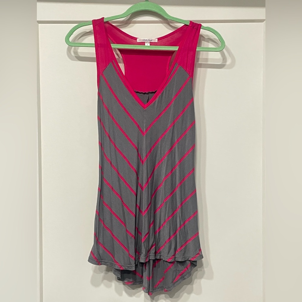 Laila Jayde Pink and Gray Chevron Tank Top